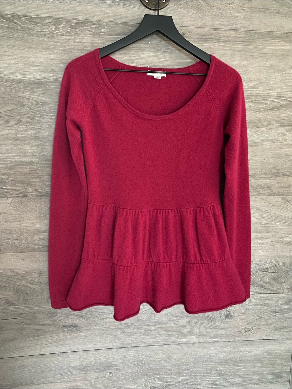 Garnet Hill Cashmere Tiered Peplum Sweater